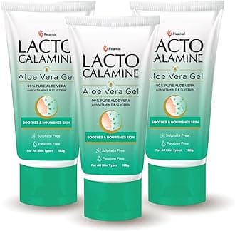Lacto Calamine Aloe Vera Gel For Face | 150g Each - Pack of 3 | Moisturizer For Face With 99% Pure Natural AloeVera, Vitamin E & Glycerin For Hydrating Skin, Body & Hair | No Parabens, No Sulphates