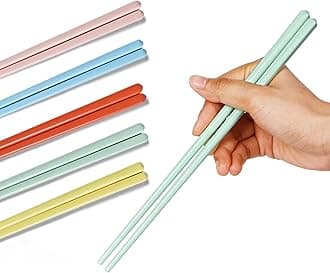 LEETOYI Ceramic Chopsticks Set of 5, Porcelain Chinese Chopsticks Easy To Clean, 9.6-Inch (MixColour)