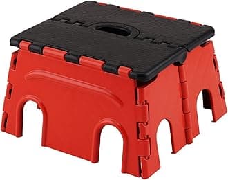 Primelife 7 Inches Super Strong Folding Step Stool for Adults and Kids, Kitchen Stepping Stools, Garden Step Stool Kitchen Stool (Red-Black)-Prime