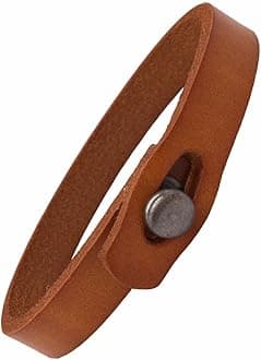 Mens Genuine Leather Bracelet - Handmade Adjustable Leather Cuff Bracelet punk Style leather wrap Wristband for Men