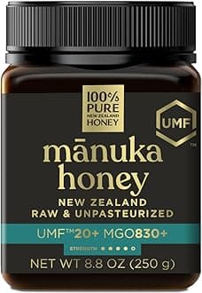Manuka Honey UMF 20+ MGO 830+ 100% Pure New Zealand Raw & Unfiltered, Certified Award Winning, Silky Smooth Taste & Texture 8.8 Oz