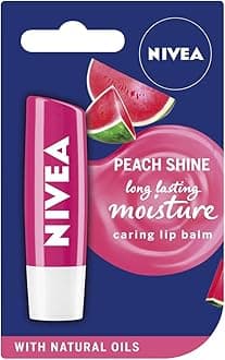 NIVEA Watermelon Shine Lip Balm (4.8g), Moisturising Lip Balm Stick with Organic Jojoba Oil Softens & Adds Shine, 24h Hydration, Nourishing Lip Care