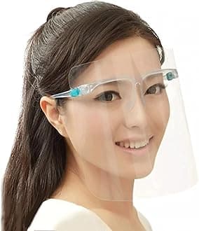 Full Face Protective Shield Visor (5 Pack), Face Shield with Glasses Transparent Face Visor Resistant to Prevent Saliva, Oil Fume, Spitting Anti-Fog Lens for Daily activities and Working (Pack of 5)