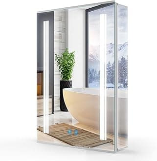 Bathroom Mirror Cabinets with Lights and Shaver Socket 50x70cm Illuminated Bathroom Cabinet with Mirror Wall mounted with Built-in LED Lighting Demister Touch Switch Vanity Mirrors