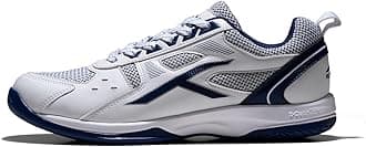HUNDRED Unisex-Child Raze Non-Marking Cushion Badminton Shoe (White::Navy, 6Uk)
