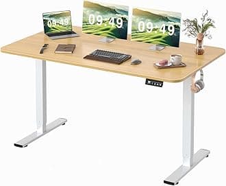 Electric Height Adjustable Standing Desk 55 x 24 Inches Large Sit Stand Up Desk Home Office Computer Desk Memory Preset with T-Shaped Metal Bracket, Nature