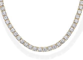 PAVOI 14K Gold Plated Tennis Necklace for Women | 3mm Cubic Zirconia Dainty Gold Tennis Necklaces | Simulated Diamond Tennis Chain in 15" or 18" Length | Trendy Fashion Jewelry