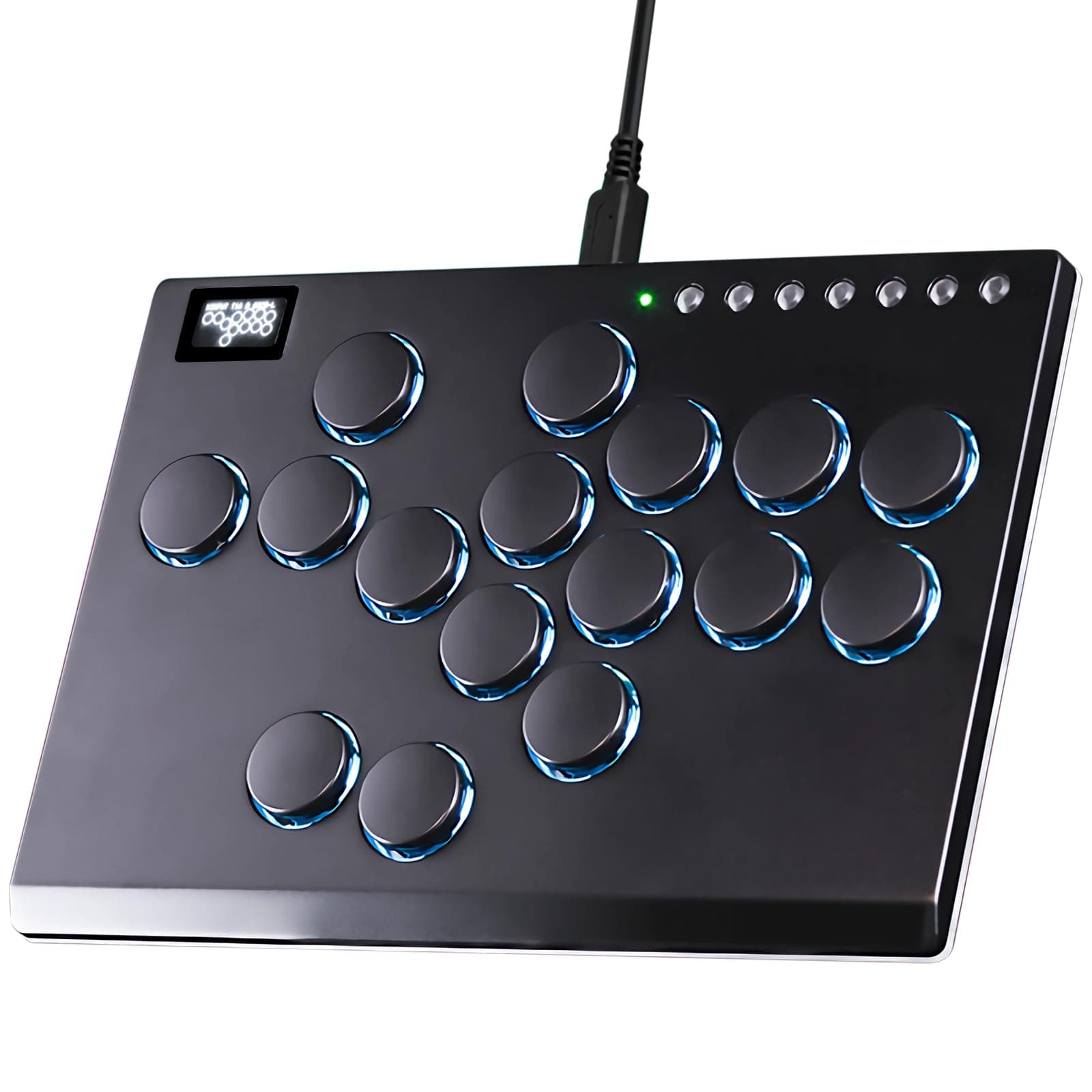 Sehawei All Metal Arcade Stick 16Keys All-Button Controller with Custom RGB & Turbo Functions,Arcade Fighting Stick for PC/Ps3/Ps4/Switch/Steam-Supports SOCD（Black）