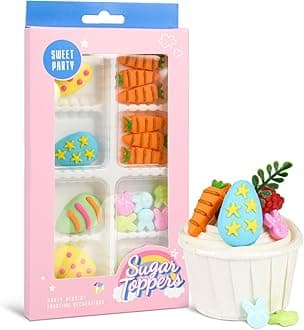 Easter Icing Decoration Edible Rabbit Eggs Carrot Icing Decoration Royal Icing Sugar Sprinkles for Cupcake Topper Cake Ice Cream Cookies Chocolate 22 Counts