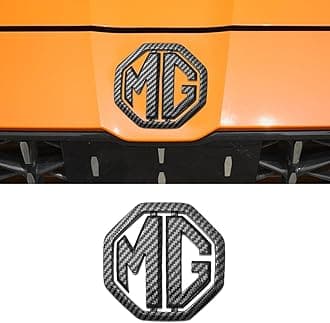 DADYM Car Badges for MG ZS EV | 2019-2021,Replace Emblem Logo Sticker Car Emblem Badge 3D Decoration Sticker for Steering Wheel/Bonnet Front and Rear and Trunk Logo,Carbon fiber/front logo