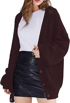 QUALFORT Cardigan Sweaters for Women 100% Cotton Button-Down Oversized Knit Outerwear Fall Tops for Women 2025
