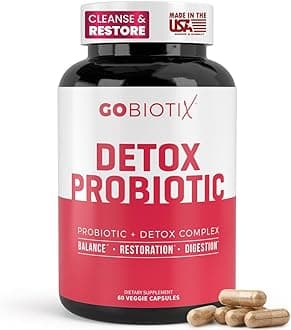 Detox Probiotic Supplement for Digestive Health - Milk Thistle, Turmeric, and Dandelion Root, Enzymes for Gut Health - 50 Billion CFU - 60 Capsules