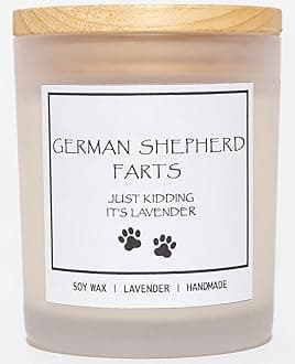 German Shepherd Gifts, German Shepherd Decor, Dog Mom Gifts for Women, Dog Farts Candle, Pet Friendly Lavender Scented Candle, Natural Soy Wax & Natural Essential Oils