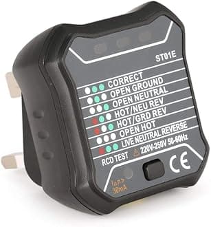 Socket Outlet Tester Circuit Polarity Voltage Detector Wall Plug Breaker Finder RCD Test ~250V UK Plug