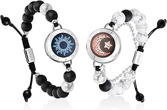 Long Distance Touch Bracelets for Couples, Smart Light up & Vibration Love Jewelry, Healing Stone Bracelet | Valentines Day Gifts for Him Her Women Men, One-to-One Bluetooth Pairing via App
