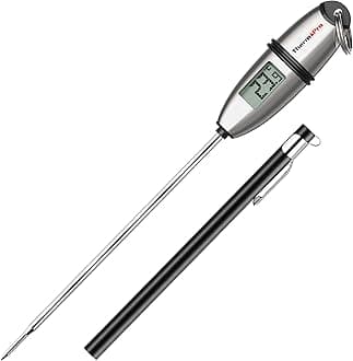 TP02S Digital Meat Thermometer, Instant Read Thermometer for Air Fryers Cooking, 13.5cm Temperature Probe with Tip Cover, Auto-Off and Non-Slip Ring, Ideal for Cooking BBQ Sugar Jam Kitchen