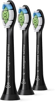 SONICARE Philips Genuine W DiamondClean Toothbrush Heads, 3 Brush Heads, Black, HX6063/95