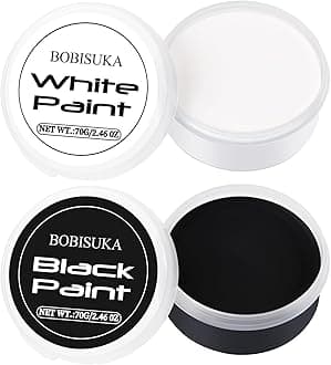 BOBISUKA Halloween Black and White Face Body Paint Oil Based Face Painting Kit for Adult Non Toxic Large Capacity Facepaint for Cosplay Clown Skeleton Vampire Special Effects Makeup