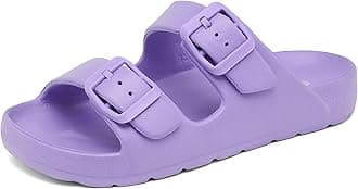 Boys Girls Double Buckle Slide Sandals Comfort Beach Pool Shower Slippers Adjustable Indoor Outdoor Little Kid/Big Kid