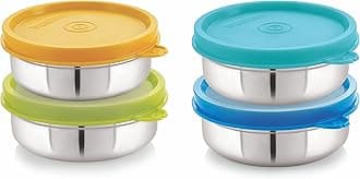 STEELLOCK Flex Stainless Steel Containers Size Slim 200ml x 4 (Yellow/Blue/Green/Turquoise)