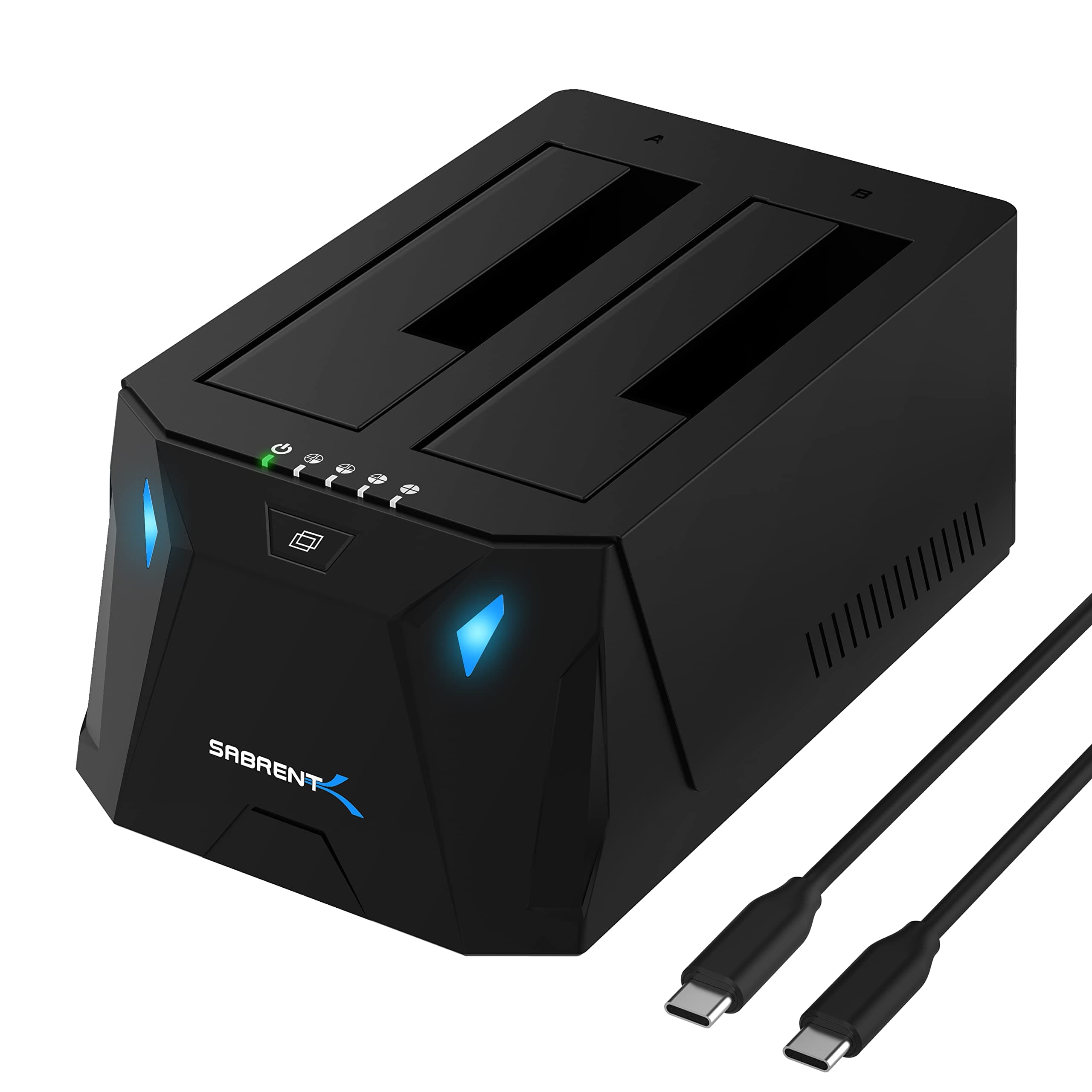 SABRENT USB Type C SATA 2.5” & 3.5” Dual Bay Hard Drive Docking Station | Offline Cloning | Up to 5Gbps | Tool Free Installation (EC-CH2B)
