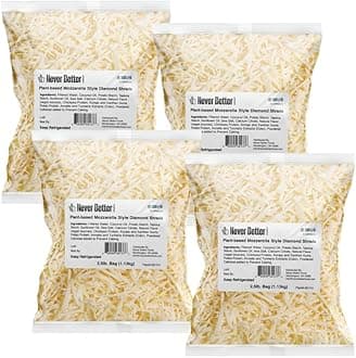 Never Better Foods Plant-Based Shredded Mozzarella Cheese – Dairy-Free, Allergen-Free, 10 lb Bulk Bag (160 oz)