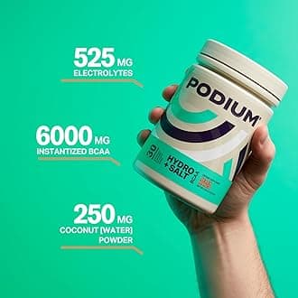 Podium Nutrition, Instantized BCAA Powder, Hydro and Salt, Mango Peach, 30 Servings, Electrolytes, Hydration, Recovery