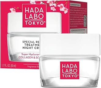 Hada Labo Tokyo - Anti-Ageing Special Repair Treatment Night Cream with Super Hyaluronic Acid, Collagen & Squalane, for Age 40+, 50 ml Jar (Pack of 1)