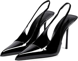Slingback Heels for Women Pointed Toe Stiletto High Heels Stretch Slip on Backless Patent Leather Fashion Comfortable Dress Pumps Shoes