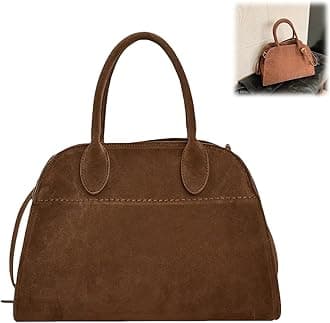 Suede Tote Bag for Women, Womens Purse Slouchy Hobo Handbag Brown Retro Top Handle Bag, Fashion Shoulder Satchel Work Bags