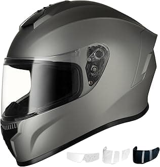 Favoto Full Face Motorcycle Helmet - Dual Visor, Anti-Fog Film Included, DOT Approved Adult Dirt Bike Helmet for Men Women