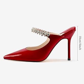 MIRAAZZURRA Women Heeled Mules Rhinestone Strappy Pointed Toe Mules Stiletto High Heels Slip On Bridal Sandals for Women
