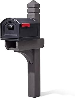 Lakewood Extra Large Mailbox & Post, Weather Resistant, Large Outdoor Mailboxes, Made of Durable Plastic, Easy to Install, Flag Included, Brown