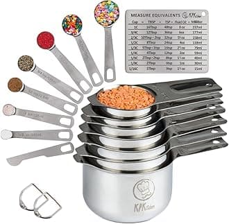 Stainless Steel Measuring Cups and Spoons Set of 16-7 Cup & 7 Spoon + Convers...