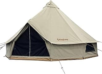KingCampKhan Camping Bell Tent 4m/5m Cotton Canvas Tents 6-8 Person Luxury Yurt Tent with Zipper Waterproof Pyramid Ten for Family Camping Party