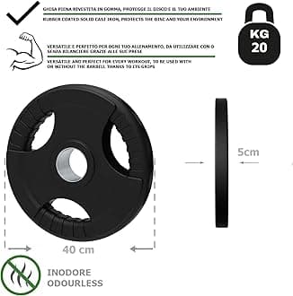 G5 HT SPORT Olympic Cast Iron Rubber Discs Hole Diameter 50 mm for Gym and Home Gym from 1.25 to 25 kg for Dumbbells and Barbell