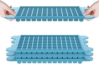 Mini Ice Cube Tray for Freezer: 4PCS Easy Release Nugget Ice Trays with Bin - 117pcs 0.4 Inch Small Ice Cubes, Blue