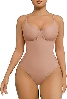 FeelinGirl Shapewear Bodysuit for Women Tummy Control Seamless Sculpting Snatched Waist Body Suit Body Shaper Thong