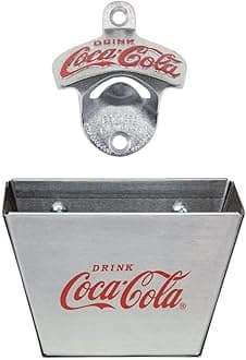 Coca-cola Wall Mount Bottle Opener & Coca-cola Bottle Cap Catcher Set