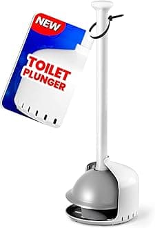 Toilet Plunger with Holder,Plungers for Bathroom with Holder,Heavy Duty Plunger with Cover,Bathroom Decor，Bathroom Accessories，Toilet Bowl Cleaners,Pearl White