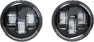 Indian Motorcycle Driving Lights Pathfinder S LED, Pair, for Specific Challenger, Chief, Chieftain, Pursuit Dark Horse, Roadmaster Limited Models and More, Gloss Black, 3.5-Inch Size - 2884708-266
