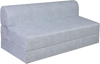 Cozy Comfort Folding Sofa Cum Bed with Cushion for Home & Living Room | Mattress- Perfect for Guests | Jute Fabric I Foldable (Grey, 4 * 6 Feet)