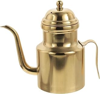 Cabilock Oil Dispenser Vinegar Dispenser Bottle Stainless Steel Oil Can Container with Handle for Kitchen Restaurant Cooking BBQ Golden