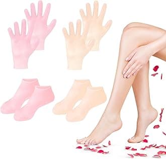4 Pairs Silicone Socks Gloves Set for Dry Cracked Feet Hands, Silicone Socks for Women, Silicone Foot Socks, Silicone Socks for Moisturizing Feet