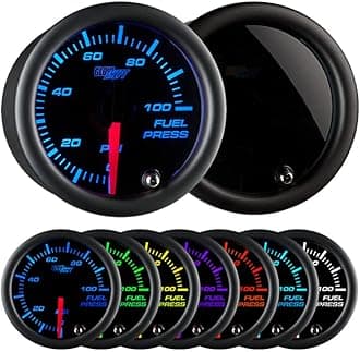 GlowShift Tinted 7 Color 100 PSI Fuel Pressure Gauge