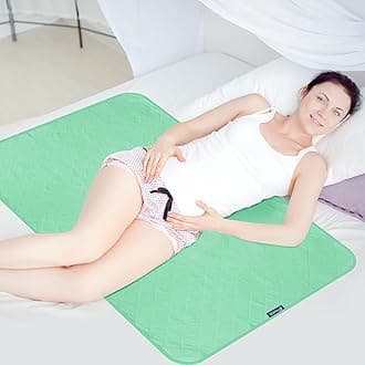 Waterproof Mattress Pad, Incontinence Bed Pads Washable, Slip Resistant Washable Underpads (52"x34"), Absorbent Reusable Protector for Bedwetting, Children, Pets, Seniors, Green