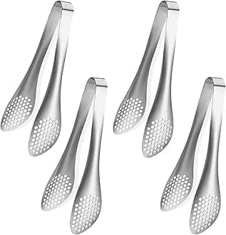 4 PCS Serving Tongs Silver Tongs 9 Inch Serving Utensils Stainless Steel Serving Tongs for Salad Buffet Appetizer Dessert Tong for Food Parties