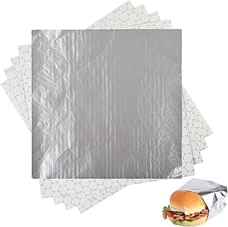 100 Pack Premium Insulated Foil Sandwich Wrap Sheets, 12"x12" Pre-Cut Foil Paper for Hot Dogs, Burgers, Burritos, Food Wrapping, Grease-Resistant and Waterproof, Heat & Cold Insulation for Freshness