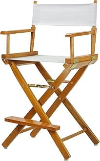 Casual Home ハニーオークフレーム/ホワイトキャンバス 高さ24インチ ディレクターチェア