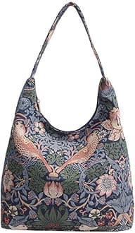 Signare Womens Tapestry Fashion Shoulder Bag/Hobo Bag in William Morris Strawberry Thief Blue Design